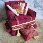 Комплект интерьерных подушек 1:6 и декорирование кукольного кресла