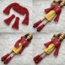 Красные кроп-джемпер и гетры для Барби