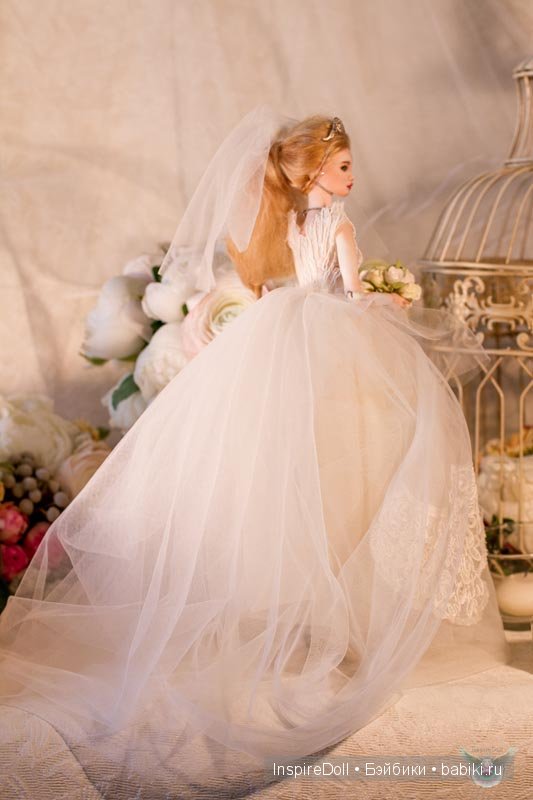 Авторская фарфоровая шарнирная кукла - невеста, InspireDoll (фото 7)