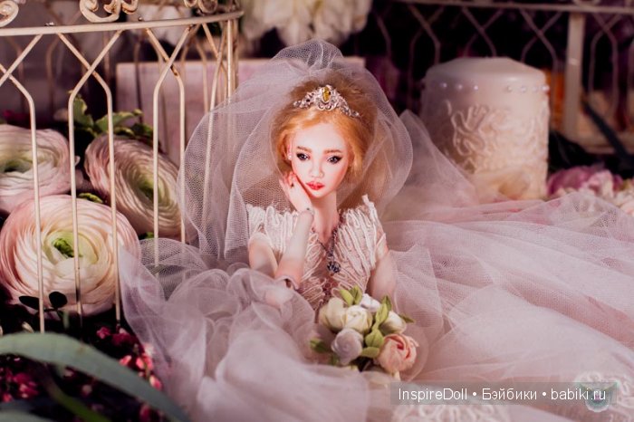 Авторская фарфоровая шарнирная кукла - невеста, InspireDoll (фото 6)