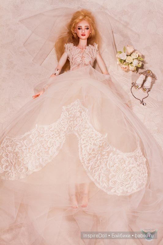 Авторская фарфоровая шарнирная кукла - невеста, InspireDoll (фото 8)