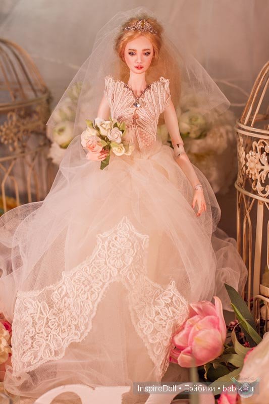 Авторская фарфоровая шарнирная кукла - невеста, InspireDoll (фото 3)