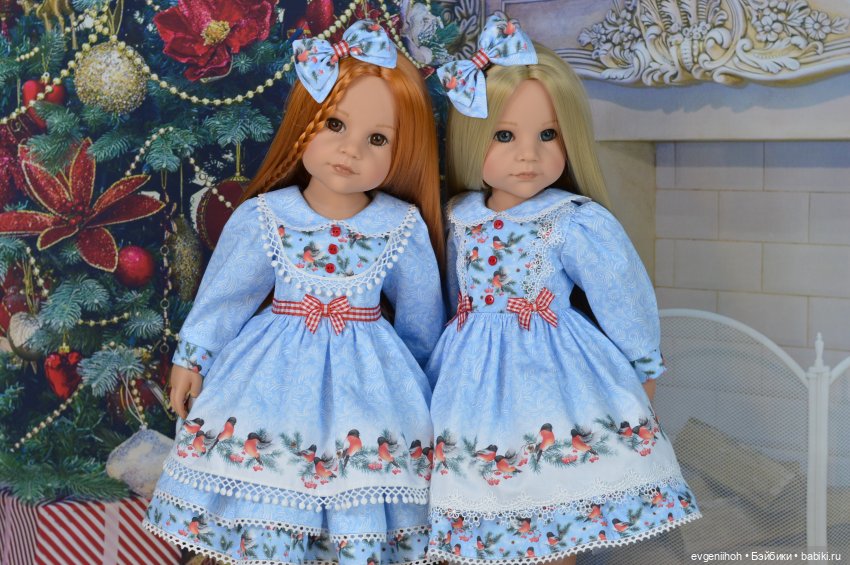 "Снегири прилетели!" Новые праздничные наряды для куколок Готц