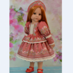 Нарядное платье для кукол Готц "Русские узоры" (№2 винтажный красный)