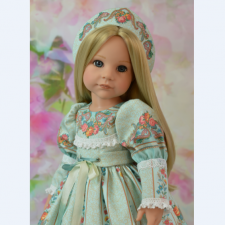 Нарядное платье для кукол Готц "Русские узоры" (№1 мятное)