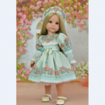 Нарядное платье для кукол Готц "Русские узоры" (№1 мятное)