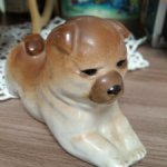 Винтажная фарфоровая статуэтка  собачки чау-чау лфз СССР 1970-1980г