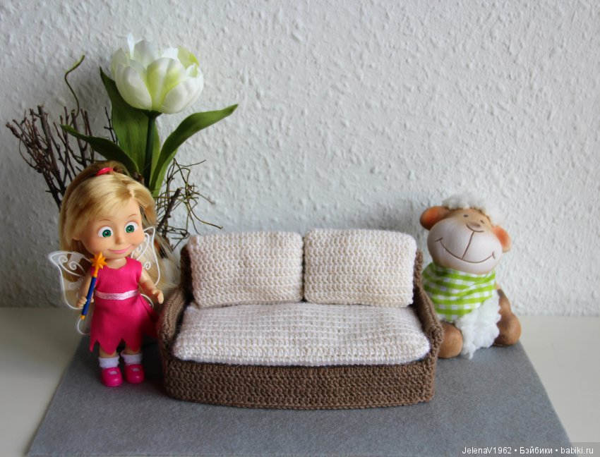 Вязаный диванчик для Маши. МК. Машкины сны