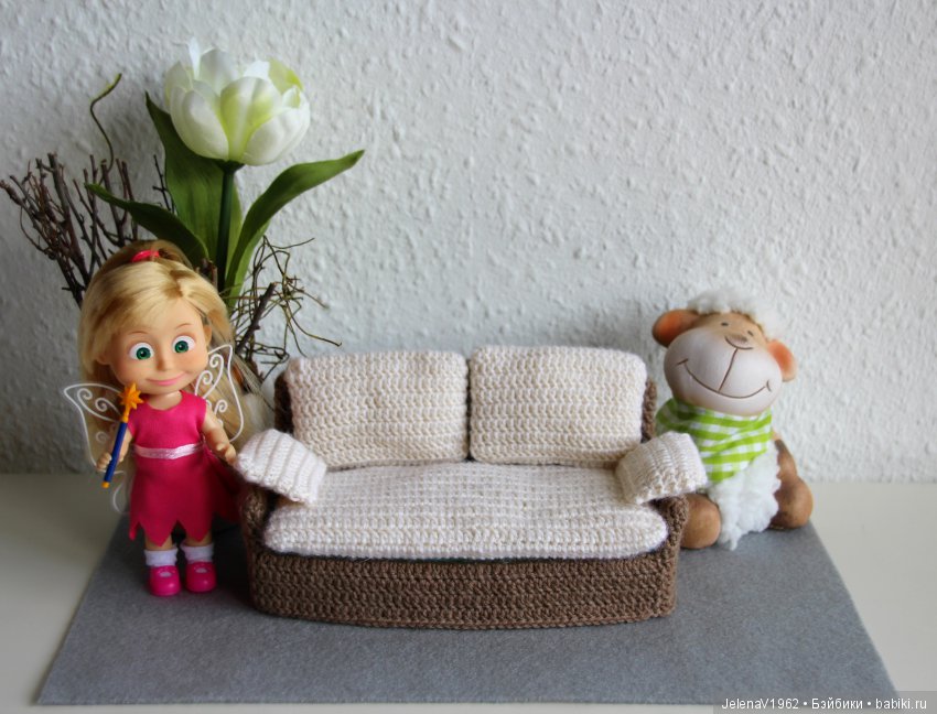 Вязаный диванчик для Маши. МК. Машкины сны