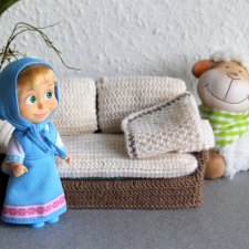 Вязаный диванчик для Маши. МК.  Машкины сны