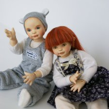 Авторские куклы Карамелька и Мышонок из коллекции "Крошка на ладошке" Серия "Человечки"