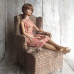 Кресло в английском стиле "Бристоль" с пуфом,подушками.Куклам от 32 до 45 см