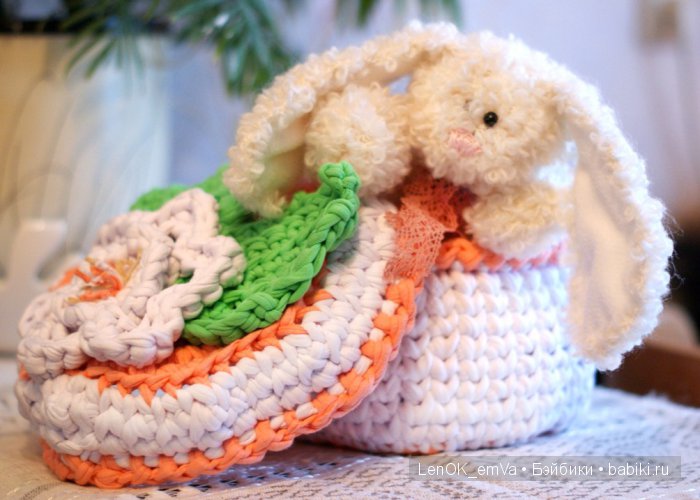 Корзинка из трикотажной пряжи