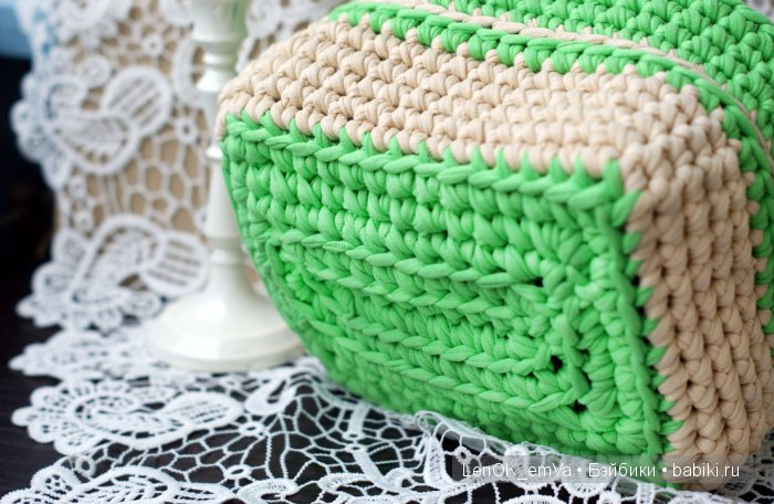 Корзинка из трикотажной пряжи