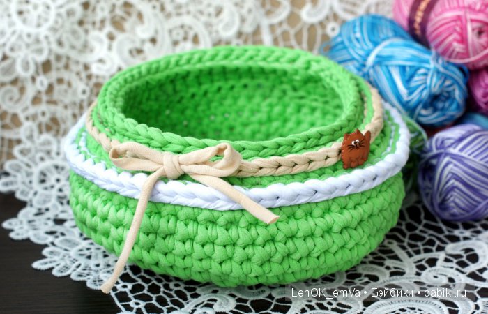 Корзинка из трикотажной пряжи