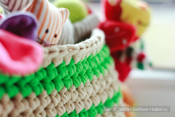 Корзинка из трикотажной пряжи