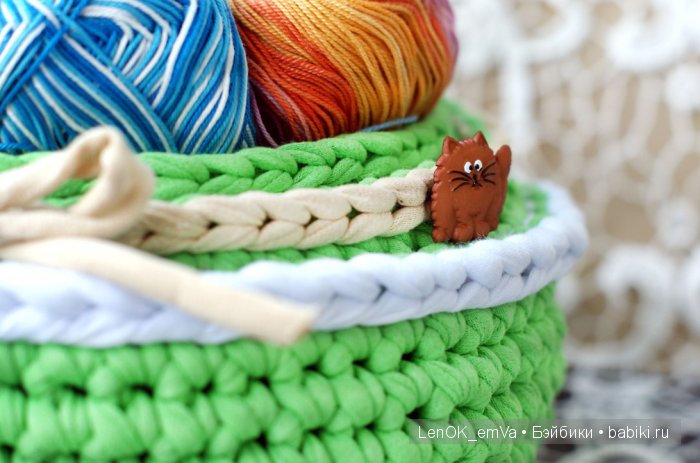 Корзинка из трикотажной пряжи