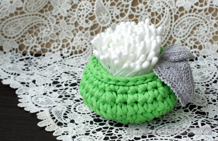Корзинка из трикотажной пряжи