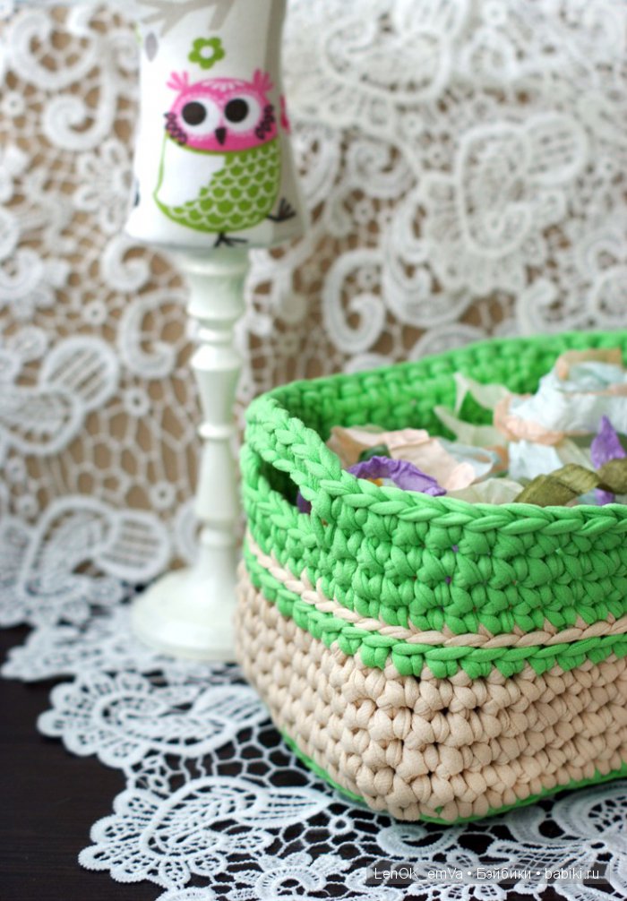 Корзинка из трикотажной пряжи