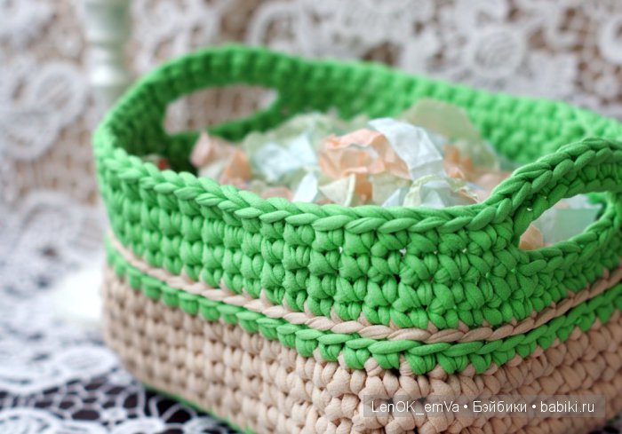 Корзинка из трикотажной пряжи