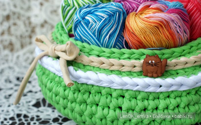 Корзинка из трикотажной пряжи