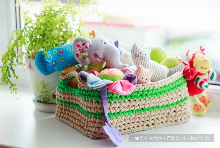 Корзинка из трикотажной пряжи