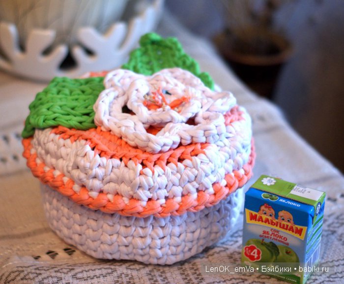 Корзинка из трикотажной пряжи