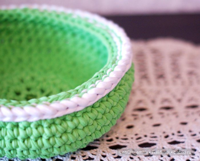 Корзинка из трикотажной пряжи