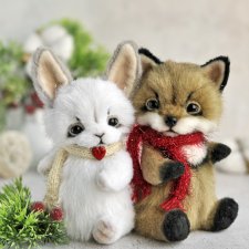 Новогодние тедди друзья лисенок и зайчонок 🦊🐰🎄❄️💫