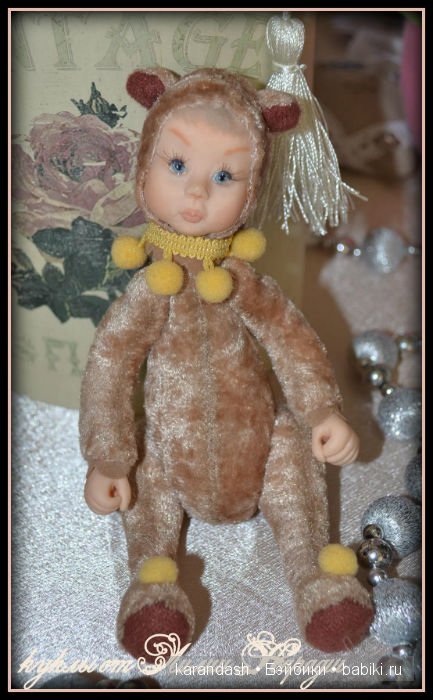 Анечка - маленькая зайка и Борька - обжорка хомячок, мои первые лепные куколки тедди долл