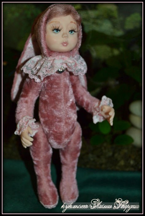 Анечка - маленькая зайка и Борька - обжорка хомячок, мои первые лепные куколки тедди долл (фото 9)