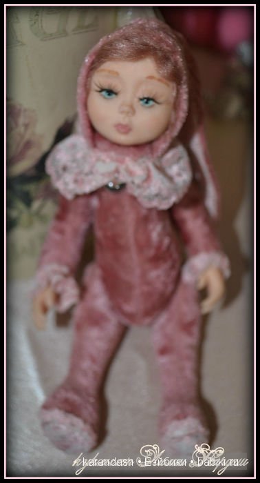 Анечка - маленькая зайка и Борька - обжорка хомячок, мои первые лепные куколки тедди долл (фото 4)