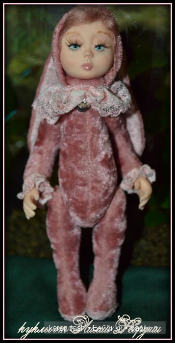 Анечка - маленькая зайка и Борька - обжорка хомячок, мои первые лепные куколки тедди долл (фото 10)