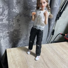 Джинсы на печатных кукол ростом 19-20 см