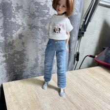 Джинсы на печатных кукол ростом 19-20 см