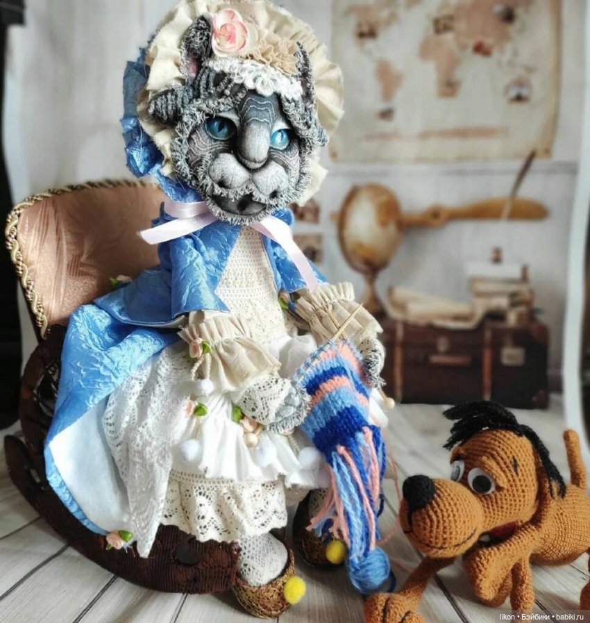 Кошечка, в технике грунтованный текстиль (фото 10)