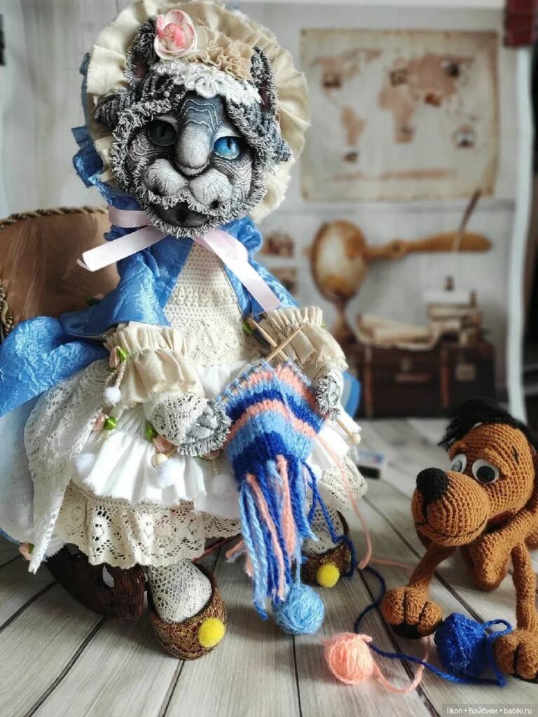 Кошечка, в технике грунтованный текстиль (фото 3)