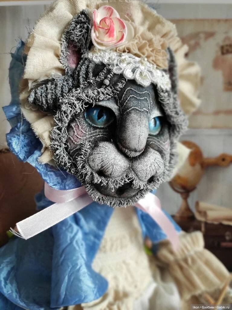 Кошечка, в технике грунтованный текстиль (фото 9)