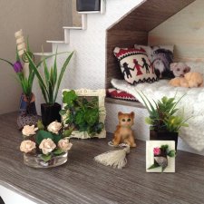 МК по созданию цветочных композиций и комнатных растений для кукольной миниатюры. Часть 1