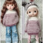 Пушистый свитер оверсайз на кукол формата 1:8/1:6