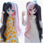 Розово-Шоколадный Парик на Обхват Головы 16-18 см на MSD BJD MJD Tinyfox Imomodoll