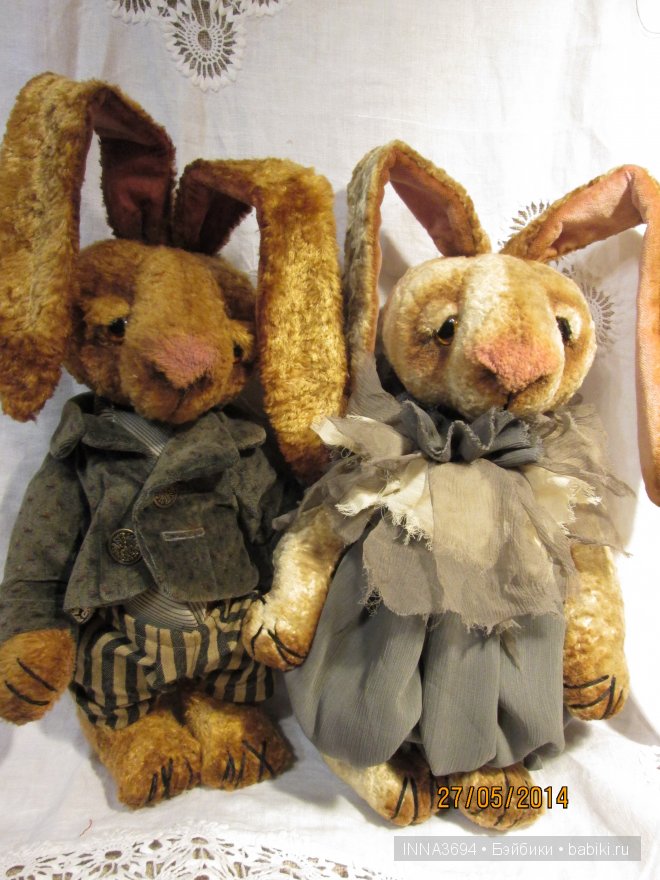 Зайцы плюшевые, домашние. Авторские игрушки Инны Будагян (фото 4)