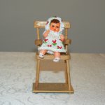 Деревянный стульчик для кормления, ГДР, для маленького пупсика