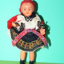 Чешская резиновая куколка, оригинальный аутфит, высота 15 см