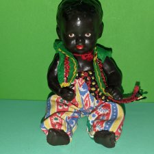 Очаровательный керамический негритянок Tebu с рельефными волосами, высота 17 см