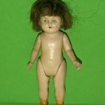 Целлулоидная куколка Minerva с волосиками, высота 9 см