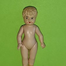 Довоенная целлулоидная куколка Minerva с голубыми глазками, высота 9 см