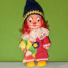 Куколка ГДР, клоун, родной аутфит, высота 10 см