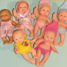 Лот из 6 виниловых пупсиков с разными мордашками, высота 12,5 см