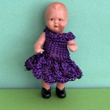 Куколка с рельефными волосами Edi, молд 7 в фиолетовом платье, высота 7 см